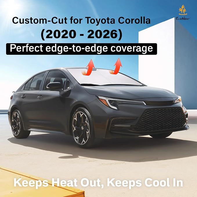 EcoNour Windshield Sunshade Compatible for Toyota Corolla 2020-2026 Car-240T Polyester Material Car Sun Visor-Reflector Blocks UV Rays-Foldable Sunshade Interior Protection-Toyota Corolla Accessories - Image 2