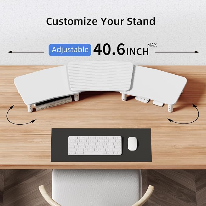 Dual Monitor Stand For Desk,Adjustable Height Long Wood Computer Riser | For Computer,Notebooks,Laptop,Printer,TV,Decoration for Office & Home ,White - Image 5