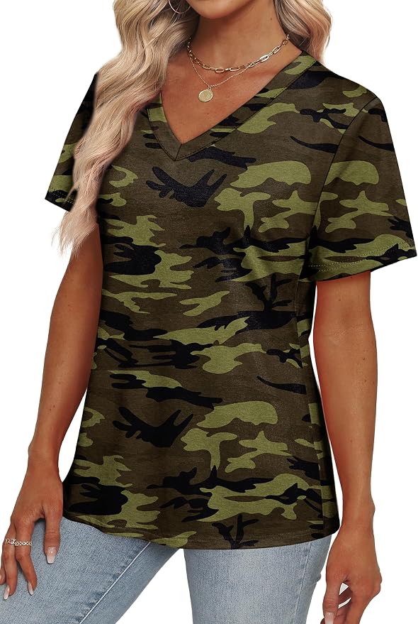 Alaroo Womens Summer Tops 2026 V Neck Short Sleeve Shirts Trendy Dressy Casual Vacation Outfits Printed - Image 3