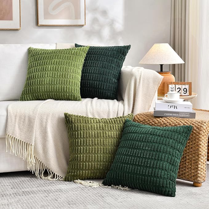 Fancy Homi 4 Packs Decorative Throw Pillow Covers for Living Room Couch Bed, Modern Farmhouse Boho Home Décor Accent Cushion Case, 20" x 20", Forest Green - Image 6