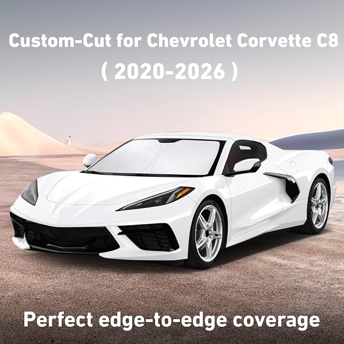 EcoNour Windshield Sunshade Compatible for Chevrolet Corvette C8 2020-2024 2025 2026, Sun Visor for Front Windshield & Window Sun Shade Cover, UV Heat Blocker & Protector, Car Accessories - Image 2