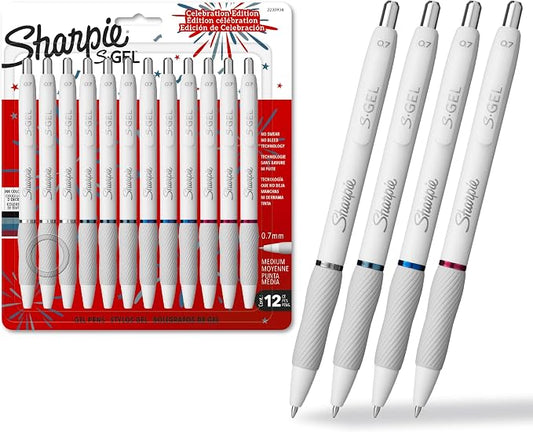 Sharpie S-Gel Pens, Fashion Barrel Gel Pens, Pearl White Body, Medium (0.7mm) Point, USA 250th Anniversary Edition, 1 Count (Pack of 144) by Unknown