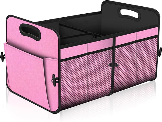 Femuar Car Trunk Organizer,Car Storage Organizer with 72L Large Capacity Waterproof Collapsible and 11 Pockets,Trunk Organizer for Car Suv/Jeep/Sedan, Large Size, Pink by GuangzhouTailinTechnologyCo