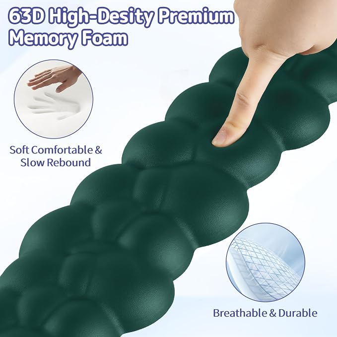 Sushret Cloud Wrist Rest Keyboard, Cloud Keyboard Wrist Pad Set with PU Leather Memory Foam, Cute Arm Rest for Palm Support, PC/Gaming Desk Accessories/Office Setup/Computer Hand Cushion - Dark Green - Image 4