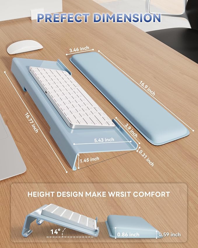 Laborio Computer Keyboard Wrist Rest, Keyboard Riser Stand for Desktop | Blue, Ergonomic Acrylic Keyboard Holder, Non-slip Wrist Pad, Pain Relief for Typing, Multiple Colors - Image 6