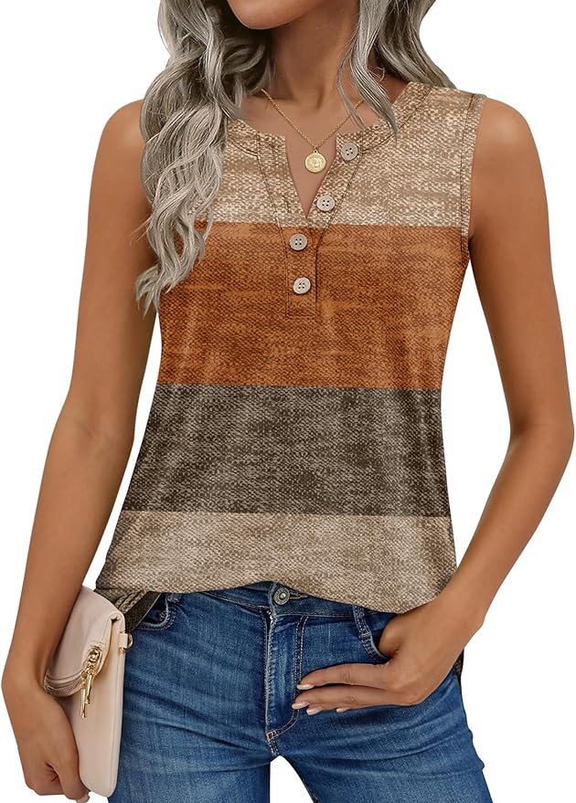 Zeagoo Womens Tank Tops Summer Sleeveless Tops Loose Button Henley Shirts Crew Neck Dress Casual 2026 Clothes - Image 6
