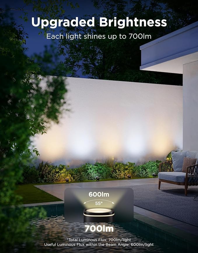 Govee Outdoor Spot Lights 2, IP67 Waterproof Spotlights, RGBWIC, 4 Pack | Landscape Lights Work with Matter, Alexa, and Google Assistant, Color Changing Ourdoor Light for Patio, Yard, Garden - Image 4