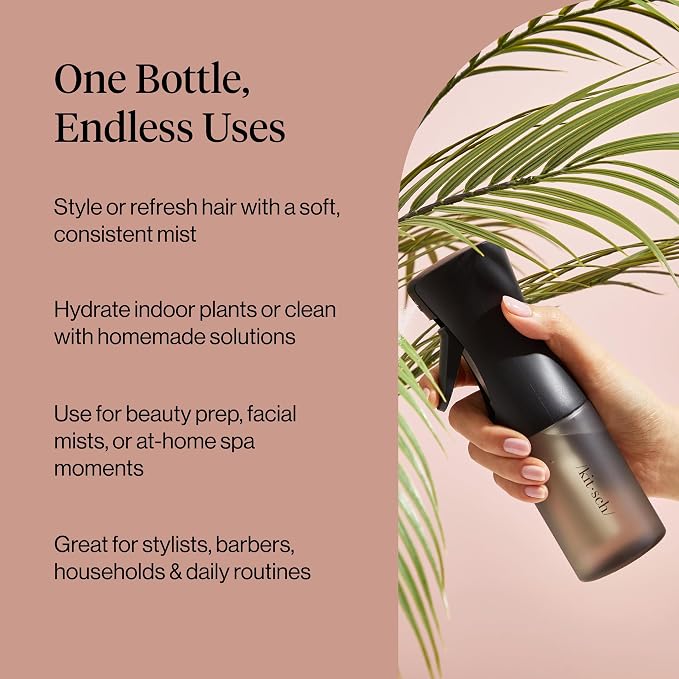 Kitsch Continuous Spray Bottle for Hair – Black, 150ml | Fine Mister Spray Bottle & Water Spray Bottle – Recycled Hair Spray Bottle – Spray Bottles for Cleaning, Styling, & More - Image 6