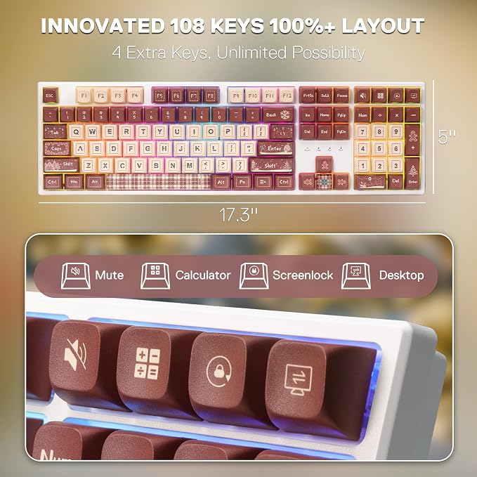 Redragon K668 108-Key Hot-Swap Wired RGB Gaming Keyboard, Extra 4 Hotkeys | Dedicated Shortcut Keys for Mute, Calc & Desktop, Cushioned Noise Dampening for Creamy Thocky Sound, Swap-Ready, PRO Software - Image 3