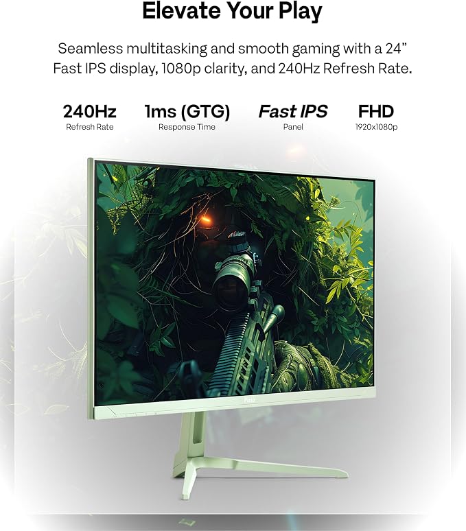 Pixio PX249 Wave Mint Green 24 inch 240Hz Refresh Rate FHD 1080p Resolution Fast IPS Panel 1ms GTG Response Time Built-in Speakers Gaming Monitor with Adaptive Sync - Image 2