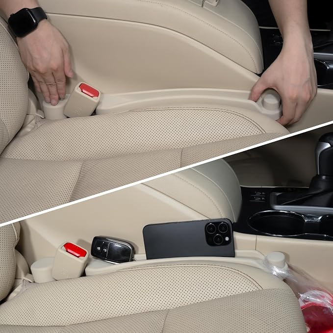 Givifive Car Seat Gap Filler Set of 2, Soft Foam Multifunctional Seat Side Gap Filler with Organizer & Hook Function, 3in1 Gap Stopper Universal Fit Car SUV Truck Fill The Gap Between Seat & Console by Givifive