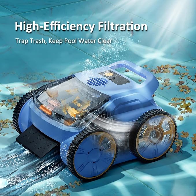 Cordless Robotic Pool Cleaner, 180 Mins Runtime Self-Parking Pool Vacuum for Above Ground Pools, Wall Climbing Automatic Pool Robot - NOT Suitable for Pools with Sharp Steps/Raised Drains - Image 7