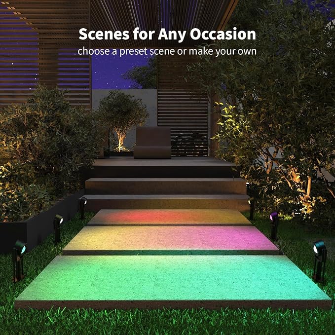 HISTAR Low Voltage Landscape Lighting with Bluetooth App Control & Remote, Outdoor Spot Lights for Fence Tree Pathway Lawn Decor, IP65 Waterproof All-in-One Permanent Outdoor Lights (6pack-RGBW) - Image 8