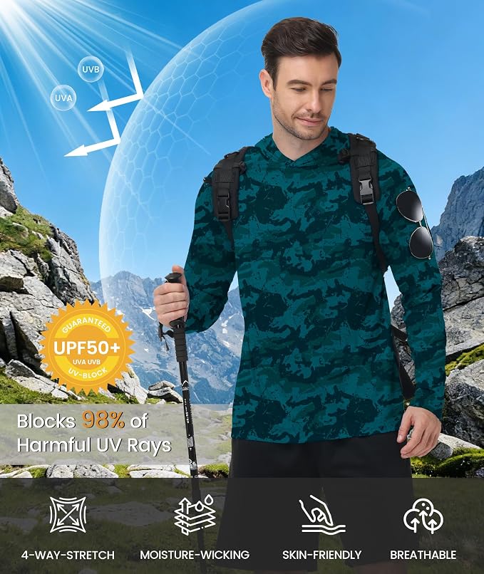 ZITY Men's Sun Protection Shirts Long Sleeve Rash Guard Hoodie UV UPF 50+ Fishing Running Athletic Sweatshirts - Image 2