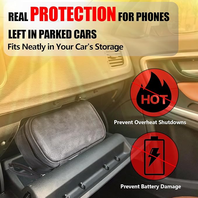Keep Your Phone Safe from Extreme Heat Car Phone Cooling Bag Includes 2 Reusable Ice Packs Fits All Phones (Grey) - Image 4