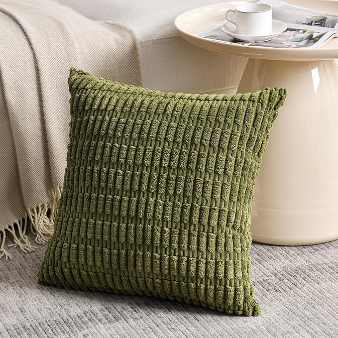 Fancy Homi 4 Packs Decorative Throw Pillow Covers for Living Room Couch Bed, Modern Farmhouse Boho Home Décor Accent Cushion Case, 20" x 20", Moss Green - Image 2