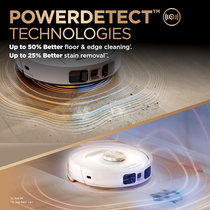 Shark PowerDetect | 2-in-1 Robot Vacuum & Mop for Carpets & Hard Floors | Powerful Suction & Mopping for Pet Hair | Self-Empty & Self-Clean NeverTouch Pro Base | 60-Day Capacity | White | AV2800ZE - Image 3