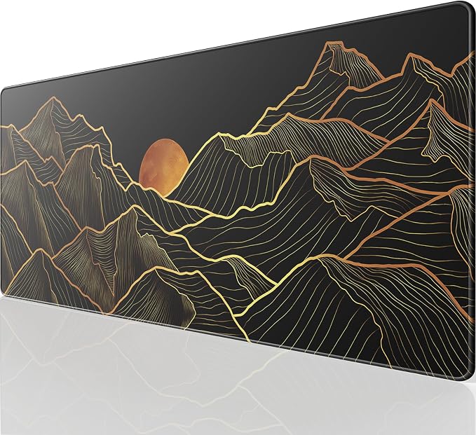 KTRIO Large Gaming Mouse Pad, Desk Mat, 31.5 x 11.8 in, Bright Rise, XL | Smooth Micro-Weave Surface, Artistic Pattern Design, Non-Slip Rubber Base, Durable Stitched Edges, Office & Home Use by KTRIO