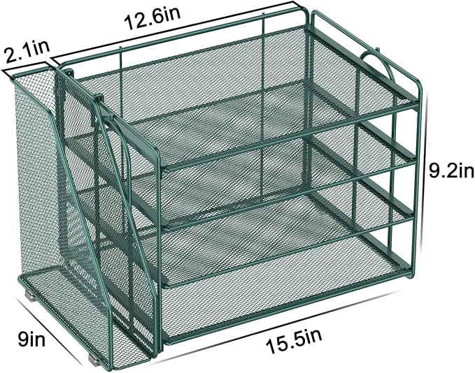 Spacrea Paper Organizer, Desk Organizers and Accessories for Desk with File organizer, Desk Accessories & Workspace Organizers for Catalog & Reference Racks (Dark Green) - Image 5