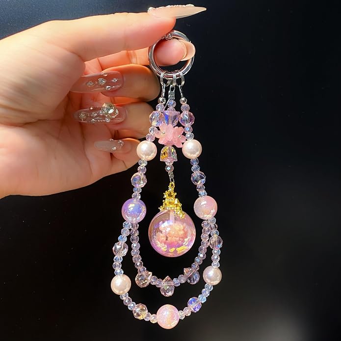 Phone Charm with Beaded Crystals, Anti-Theft Phone Strap, Hands-Free & Detachable Cellphone Lanyard, Cellphone Chain Wristlet with Tether Tab - Image 3