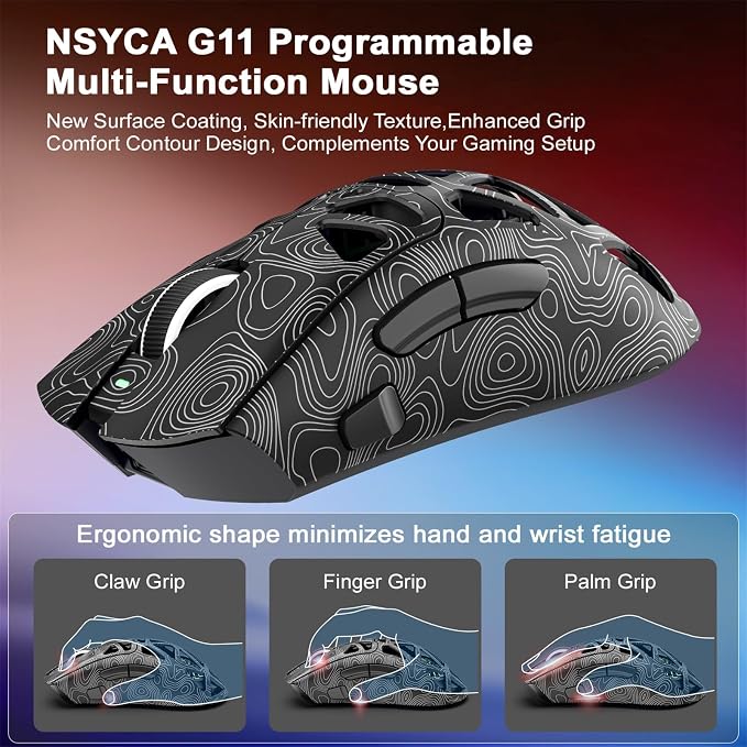 G11 Lightweight Wireless Gaming Mouse for FPS & Competitive Gaming, Tri-Mode Bluetooth 5.1/2.4GHz/USB-C, 22000 DPI RGB Mouse with Programmable Buttons for PC, Laptop & Mac - Image 9