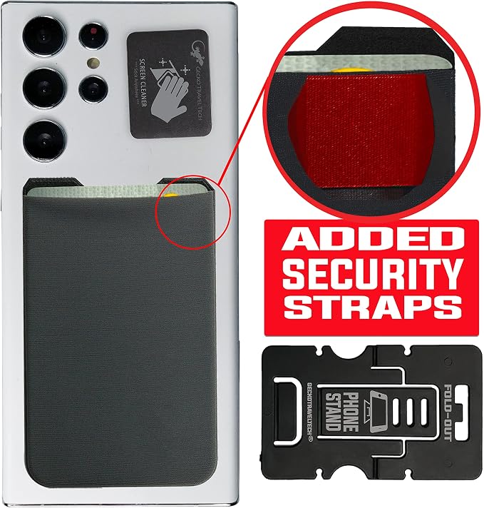 Phone Wallet - Adhesive Card Holder - Cell Phone Pouch - Stick on Lycra Pocket by Gecko - Carry Credit Cards and Cash - Image 2