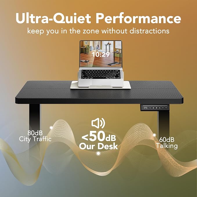 HUANUO Electric Standing Desk,40" x 24" Height Adjustable Desk, 4 Memory Height Settings, Sit to Stand Up Desk for Home Office, with Headphone Hook, Cable Manager, Carbon Fiber Black - Image 7