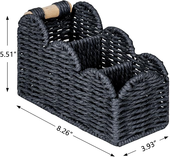 CubesLand Bedside Table Desk Organizer Caddy, Remote Pen&Pencil Holder Cup | Makeup Brush Holder w/Scalloped Perfect for Home, Office Desk, Living Room Table Decor, 3 Slots Black - Image 3
