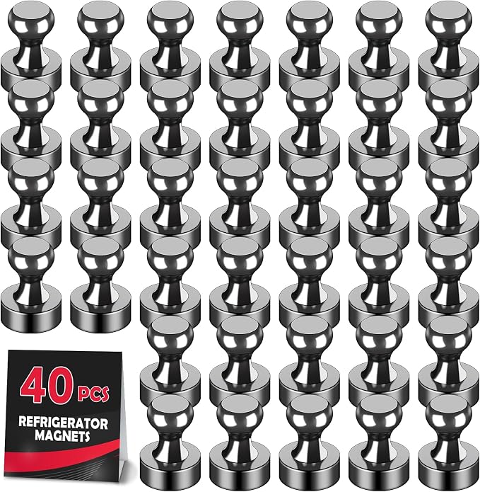 LOVIMAG Fridge Magnets 40Pcs, Magnet for Refrigerator Whiteboard, Black | Small Strong Neodymium Metal Cute Push Pin for Classroom, Kitchen, Accessories Decorative, Office, Calendar by LOVIMAG
