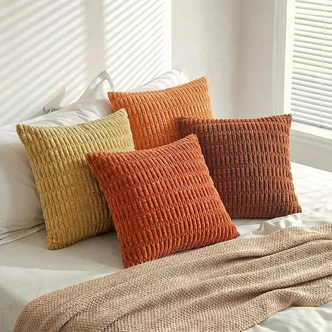 Fancy Homi 4 Packs Decorative Throw Pillow Covers for Living Room Couch Bed, Modern Farmhouse Boho Home Décor Accent Cushion Case, 26" x 26", Burnt Orange Series - Image 7