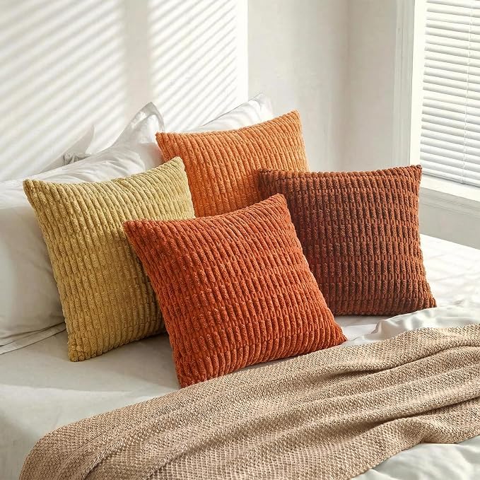 Fancy Homi 4 Packs Decorative Throw Pillow Covers for Living Room Couch Bed, Modern Farmhouse Boho Home Décor Accent Cushion Case, 20" x 20", Burnt Orange Series - Image 7
