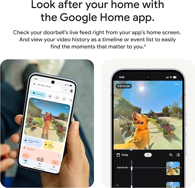 Google Nest Doorbell (Wired, 3rd Gen) - 2K Video, Live View - 2025 - Snow | Video doorbell, 2K HDR, intelligent alerts, color night vision, 2-way audio, works with Google Home & Gemini - Image 4