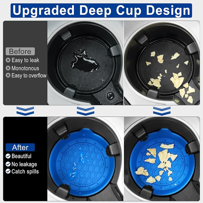 SINGARO Car Cup Holder Coaster, Silicone Cup Holder Insert, Universal Non-Slip Cup Holders, Car Accessories Interior for Women and Man 4 Pack Blue - Image 2
