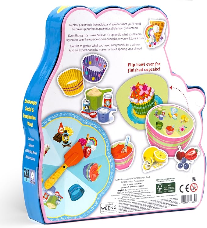 eeBoo: Cupcake Shaped Spinner Game - Animal & Baking Themed Game for Kids, Spin to Collect Ingredients, Preschool, Ages 3+, 2-4 Players - Image 2