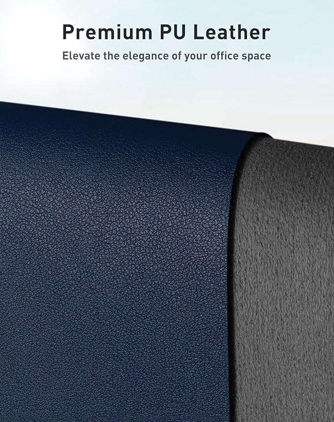 Aothia Faux Leather Desk Mat - Large Mouse Pad, Non-Slip PU Leather Blotter, Waterproof Writing Surface for Office and Home (Dark Blue, 63" x 17") - Image 2