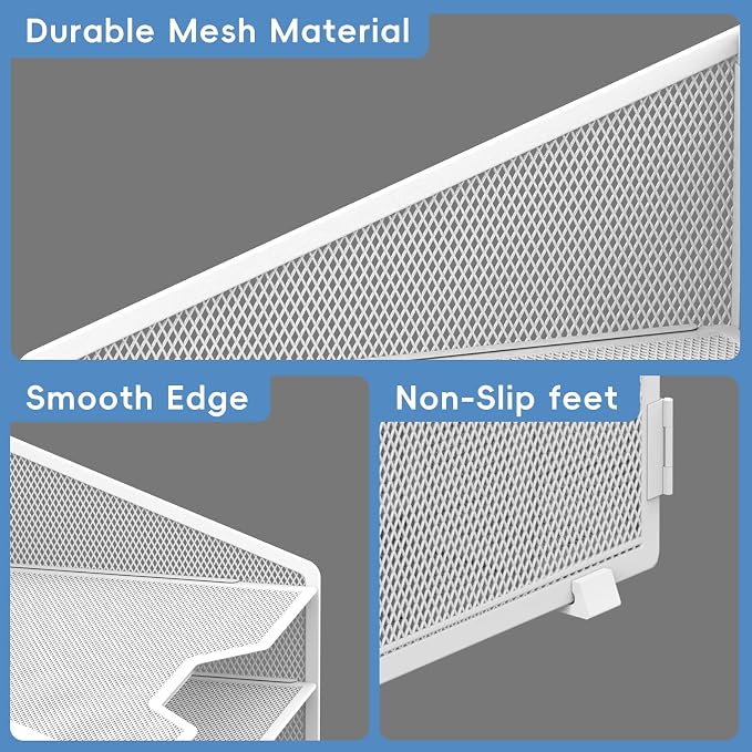 Desk File Organizer, 4 Letter Trays and 2 Upright Sections, White | Paper Organizer for Desk with Tiered Letter Trays and Vertical File Holders for Home Office, School and Workspace Use - Image 5