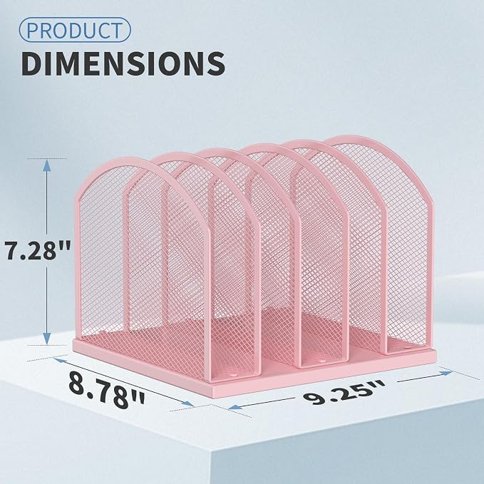 Gawerk 5-Section Vertical Desktop Organizer, 6-Section Mesh File Folder Stand Sorter for Office Home Classroom Organization - Image 2