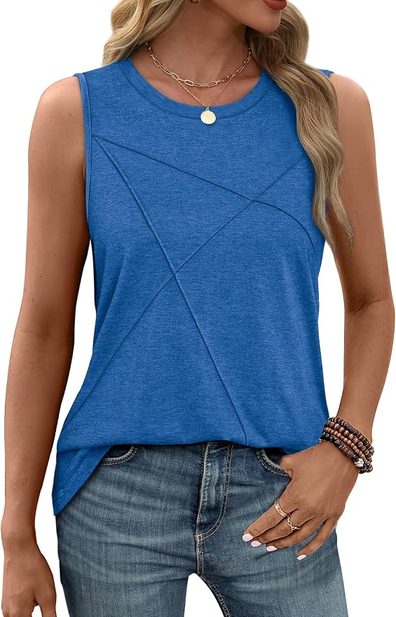 WIHOLL Women's Sleeveless Summer Crewneck Loose Fit Tank Tops - Image 3