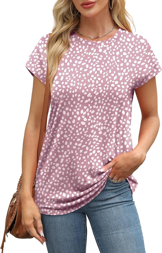 Alaroo Womens Summer Tops Short Sleeve Shirts Crew Neck Tshirt Cute Trendy Tunic Blouses (S-3XL) - Image 2