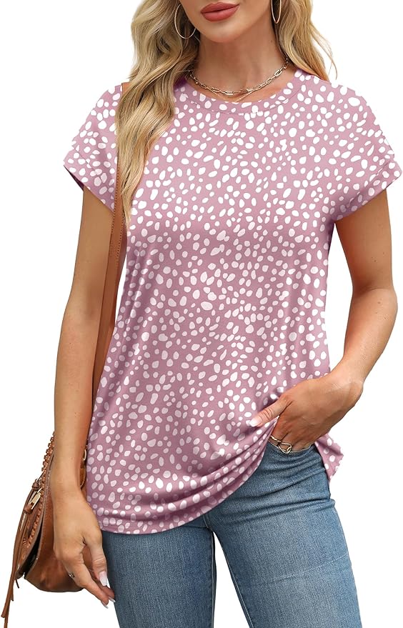 Alaroo Womens Summer Tops Short Sleeve Shirts Crew Neck Tshirt Cute Trendy Tunic Blouses (S-3XL) - Image 2