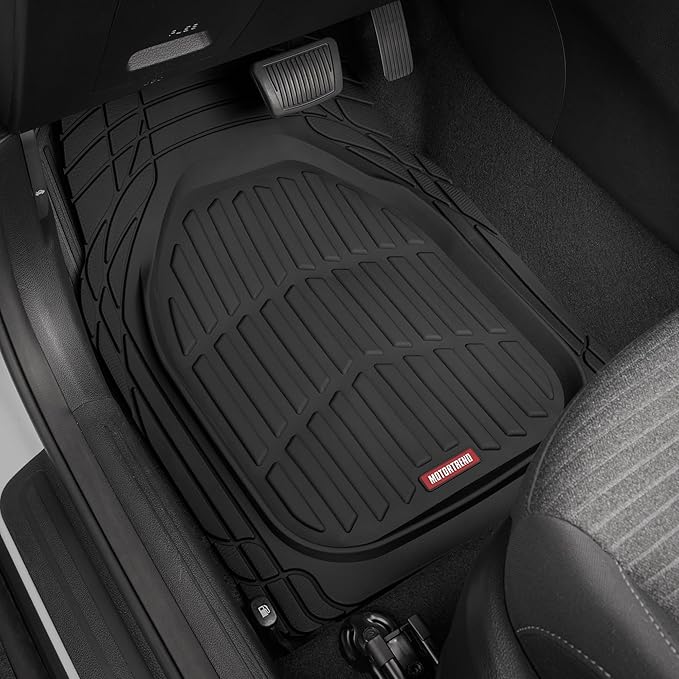 Motor Trend -2 Piece Front Car Floor Mats- Black FlexTough Contour Liners-Deep Dish Heavy Duty Rubber Floor Mats for Car SUV Truck & Van-All Weather Protection, Universal Trim to Fit - Image 2