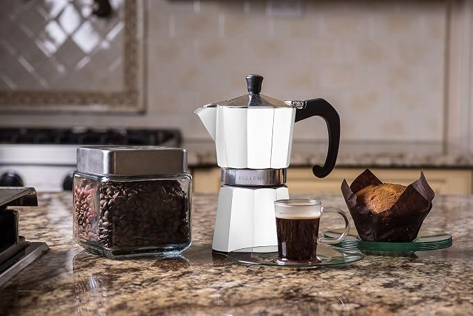Bellemain Stovetop Espresso Maker, Italian Moka Pot, 9-Cup White | Classic aluminum design brews rich espresso at home or camping, with an easy-to-use and easy-to-clean design. - Image 5