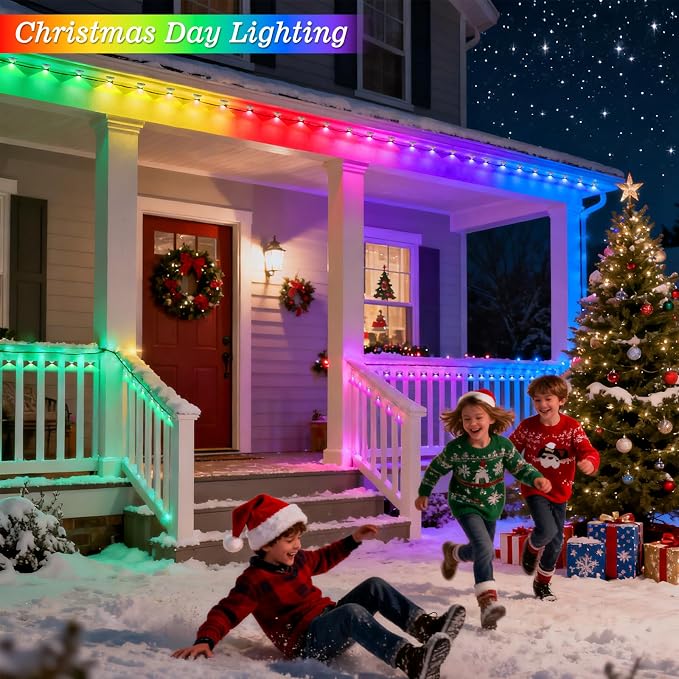 GOESWELL Smart Permanent Outdoor Lights for Patio: IP68 Waterproof Smart Balcony Lights with App & Remote Control - 16ft Garden Fence Light with 25 LED Bulbs for Railing Stair Decor - Image 2