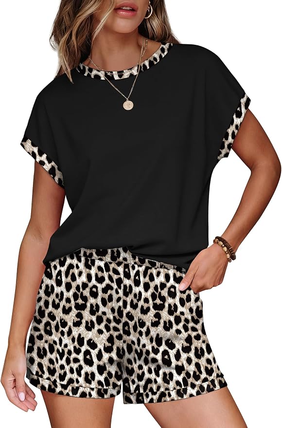 WIHOLL Two Piece Sets for Women Summer Lounge Short Sets Cap Sleeve Crew Neck Sweatsuit with Pocket XS-2XL - Image 2
