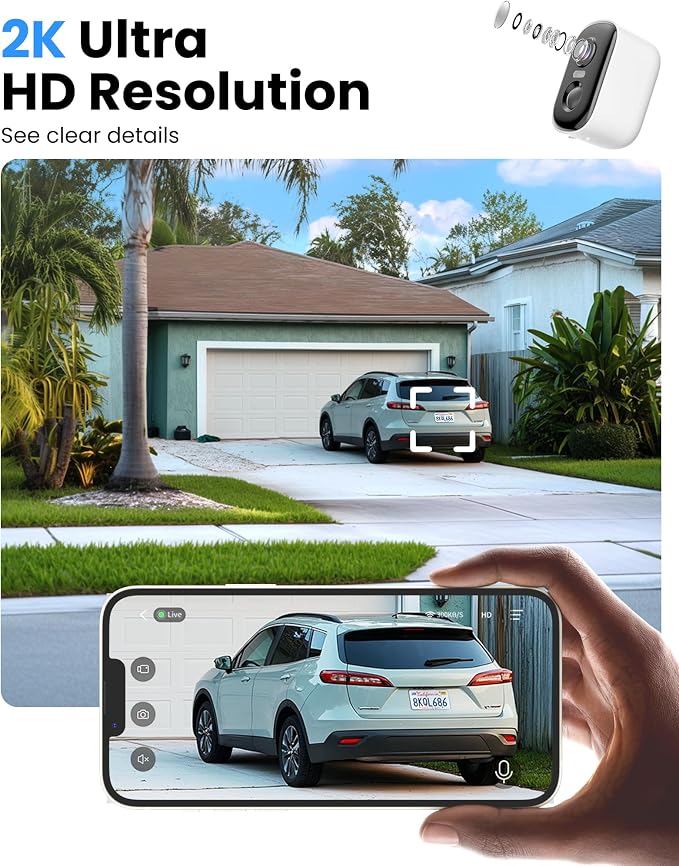 MISECU 2K Solar Camera Outdoor Wireless, WiFi Cameras for Home Security with Solar Panel, Spotlight Color Night Vision, AI Motion Detection, Siren Alarm, 2-Way Talk, IP66, Cloud/SD Storage 2 Pack - Image 3