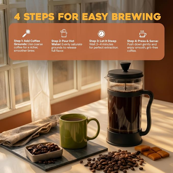 Utopia Kitchen Borosilicate Glass French Press Coffee Maker 34 Oz, Black | Heat-Resistant Cafetiere & Tea Maker, Thickened Glass Coffee Press for Travel and Camping - Image 5