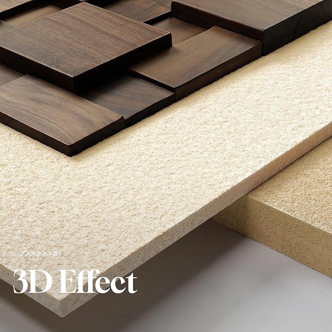 Cuspin Large 3D Wood Textured Neutral Wall Art, Modern Minimalist Wooden Artwork for Walls, Cotemporary Abstract Geometric Beige Wall Decor for Living Room Bedroom Dining Room Hallway - Image 5