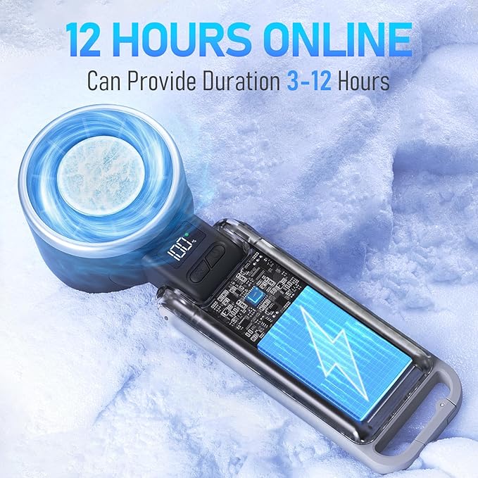 PlayHot Portable Handheld Turbo Fan with Ice Cooling, Rechargeable Personal Fan, Up tp 12Hrs Cooling, 5 Speed 25550RPM Powerful Portable Fan for Travel, Outdoor, Camping, Hiking (Black) - Image 5