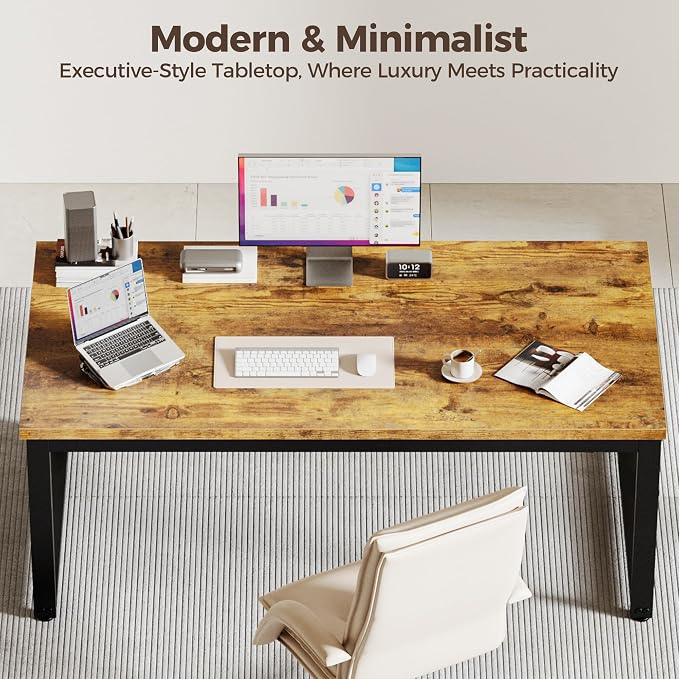 Mericonia 40 Inch Computer Desk, 1.2" Thick Small Office Table, Brown | Modern Simple Style, Heavy Duty Industrial Frame, Small Study & Writing Table for Home Bedroom Work - Image 5