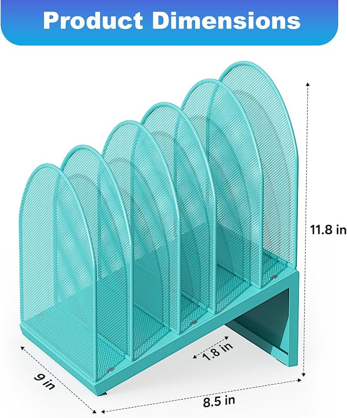gianotter Desktop File Organizer with 5 Compartments | Desk Organizer Paper Organizer for Desk Workspace Organizers for Office Supplies (Blue, Inclined Style) - Image 4